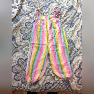 Mini Boden girls rainbow overalls metallic thread size 4/5